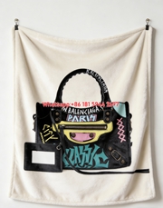 Balenciaga Multicolor Graffiti City Bag Flannel Throw Blanket BA325